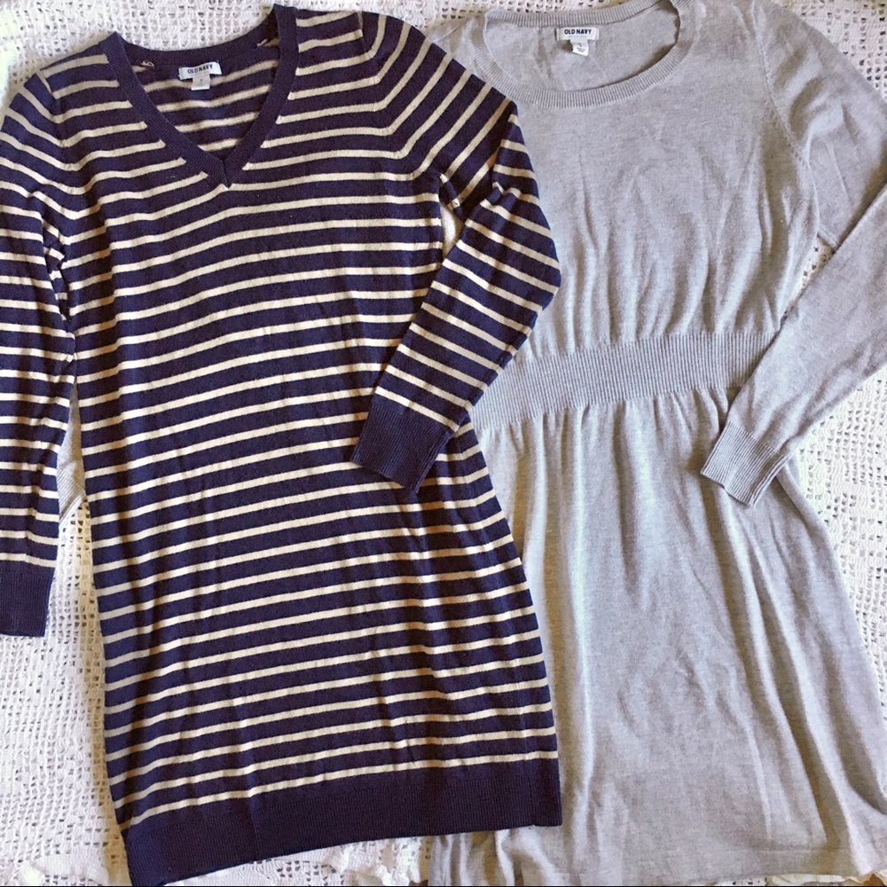 2 Old Navy Sweater Dresses Long-sleeve Medium Gray